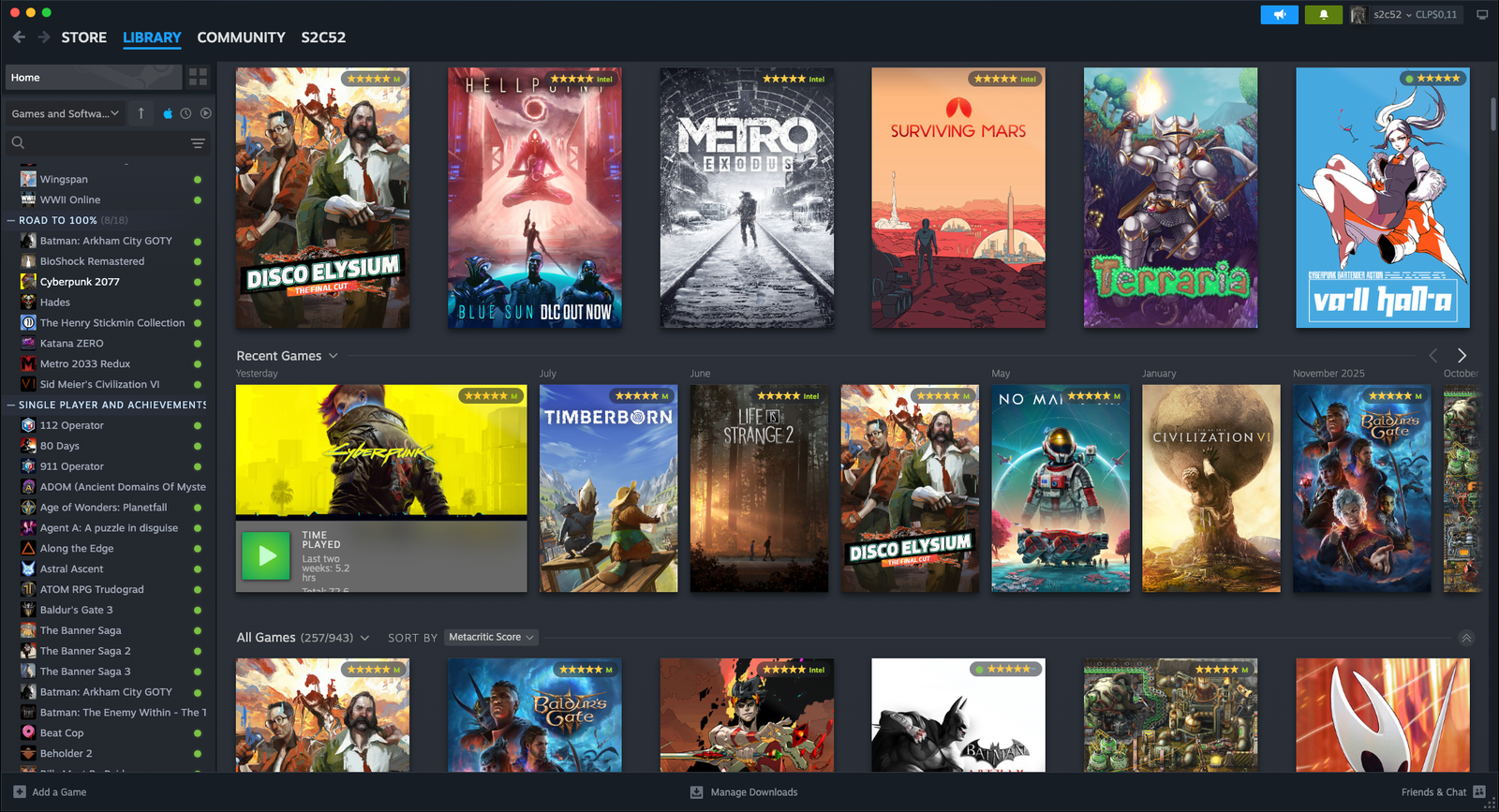 The Steam client's own Library, overlaid with verdicts
